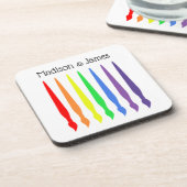 虹色かわいらしのペイントブラシ、あなたの名前 コースター (左側)