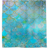 虹色かわいらしパールきらめくマーメイドはかりで測 シャワーカーテン (正面)