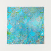 虹色かわいらしパールきらめくマーメイドはかりで測 タペストリー (正面)