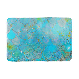 虹色かわいらしパールきらめくマーメイドはかりで測 バスマット