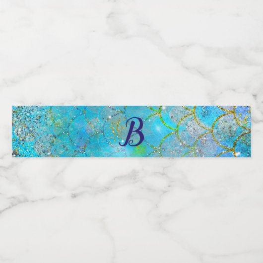 虹色かわいらしパールきらめくマーメイドはかりで測 ペットボトルラベル (シングルラベル)