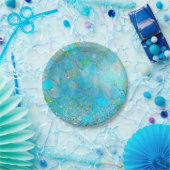 虹色かわいらしパールきらめくマーメイドはかりで測 ペーパープレート (パーティー)