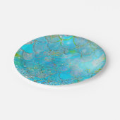 虹色かわいらしパールきらめくマーメイドはかりで測 ペーパープレート (アングル)