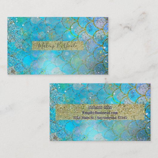 虹色かわいらしパールきらめくマーメイドはかりで測 名刺 (正面/裏面)