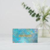 虹色かわいらしパールきらめくマーメイドはかりで測 名刺 (スタンド正面)