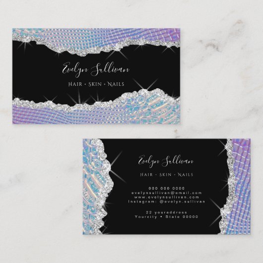 虹色きらめく革の名刺 名刺 (正面/裏面)