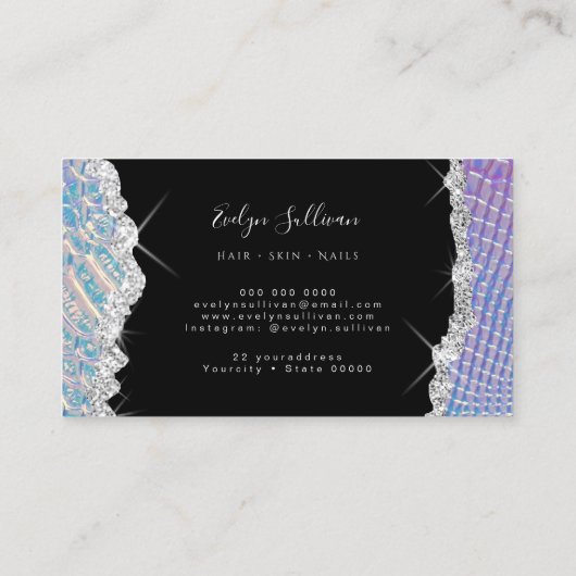 虹色きらめく革の名刺 名刺 (裏面)