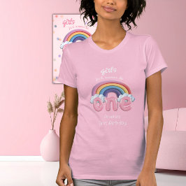 虹色でひとつだけの1歳の誕生日おめでとう！女の子 Tシャツ