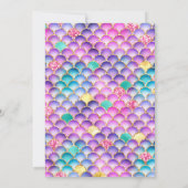 虹色とゴールドの人魚のうろこフレーム誕生日 招待状 (裏面)