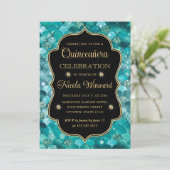 虹色とゴールドの美しい人魚の鱗のキンセアニエラ 招待状 (スタンド正面)