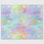 虹色と金ゴールドブラシストロークのパターン ラッピングペーパー (フラット)