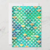 虹色と金ゴールドマーメイドはかりで測フレーム誕生日 招待状 (裏面)