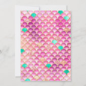 虹色と金ゴールドマーメイドはかりで測フレーム誕生日 招待状 (裏面)