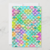 虹色と金ゴールドマーメイドはかりで測フレーム誕生日 招待状 (裏面)