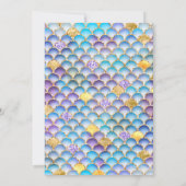 虹色と金ゴールドマーメイドはかりで測フレーム誕生日 招待状 (裏面)