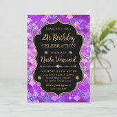 虹色と金ゴールドマーメイドはかりで測フレーム誕生日 招待状 (スタンド正面)