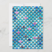 虹色と金ゴールドマーメイドはかりで測フレーム誕生日 招待状 (裏面)