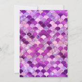 虹色と金ゴールドマーメイドはかりで測フレーム誕生日 招待状 (裏面)