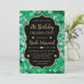 虹色と金ゴールドマーメイドはかりで測フレーム誕生日 招待状 (スタンド正面)