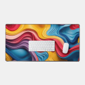 虹色に渦巻き状の3D型枠 デスクマット (キーボード&マウス)