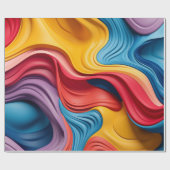 虹色に渦巻き状の3D型枠 ラッピングペーパー (フラット)