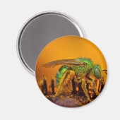 虹色に輝く緑の汗ハチ マグネット (正面/裏面)