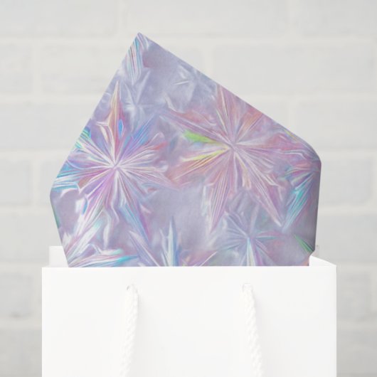 虹色に輝く雪の結晶のパターン 薄葉紙 (ギフトバッグ)