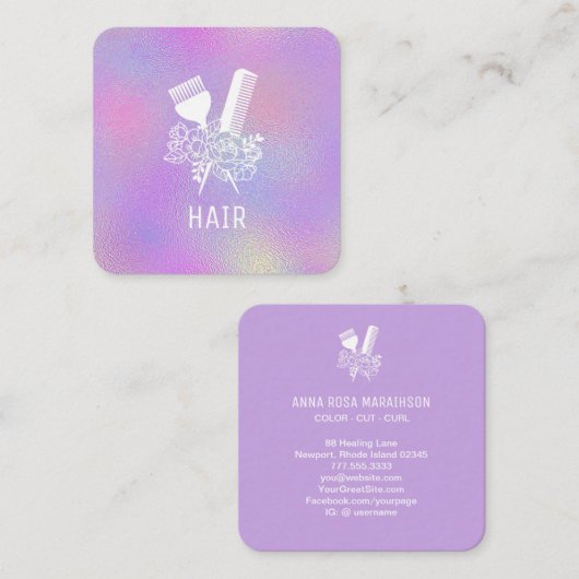 *～*虹色のくし花ブラシAP6 スクエア名刺 (正面/裏面)
