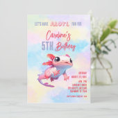 虹色のアクソロトルちゃん 水中 5歳の誕生日 招待状 (スタンド正面)