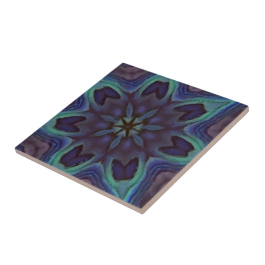 虹色のアワビの貝の万華鏡のように千変万化するパターン タイル (側面)