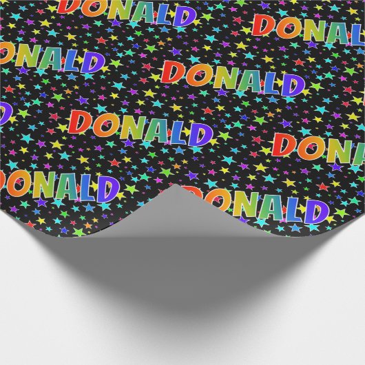 虹色のイニシャル"DONALD"+星 ラッピングペーパー (角)