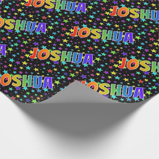 虹色のイニシャル"JOSHUA"+星 ラッピングペーパー (角)