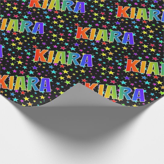 虹色のイニシャル"KIARA"+星 ラッピングペーパー (角)