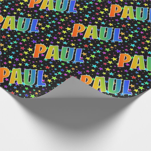 虹色のイニシャル「PAUL」＋星 ラッピングペーパー (角)