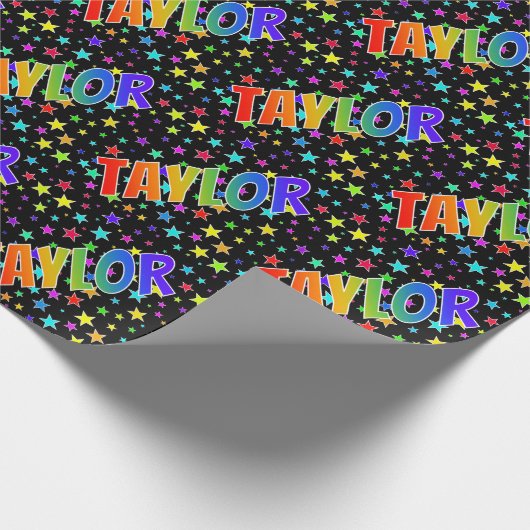 虹色のイニシャル「TAYLOR」+星 ラッピングペーパー (角)