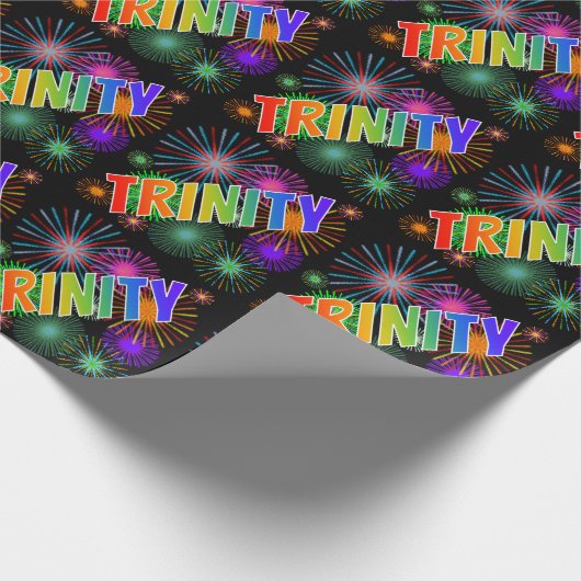虹色のイニシャル"TRINITY"+花火 ラッピングペーパー (角)