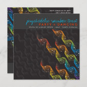 虹色のウェーブ抽象パーティー招待状 招待状 (正面/裏面)