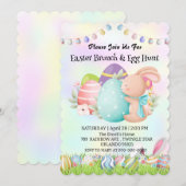 虹色のウサギの卵狩り ハッピーイースター パーティ 招待状 (正面/裏面)