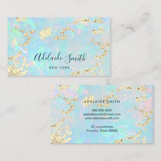 虹色のオパールフェイク写真の模擬グリッター 名刺 (正面/裏面)