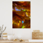 虹色のオレンジ色の炎オパール ポスター (キッチン)