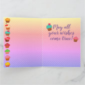 虹色のカップケーキグループ誕生日おめでとう カード (内部)