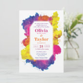 虹色のカラフルなウェディング 招待状 (スタンド正面)