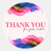 虹色のカラフルな抽象的なスモールビジネス感謝 ラウンドシール (正面)