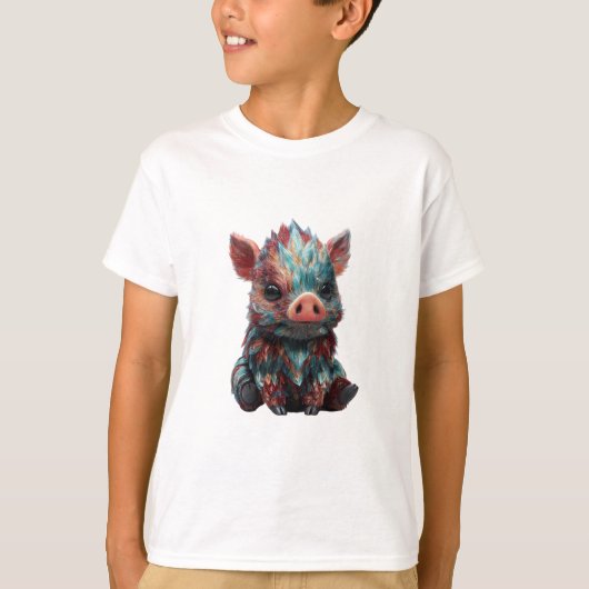虹色のカラフルな羽毛のある子猪の子供たち Tシャツ (正面)