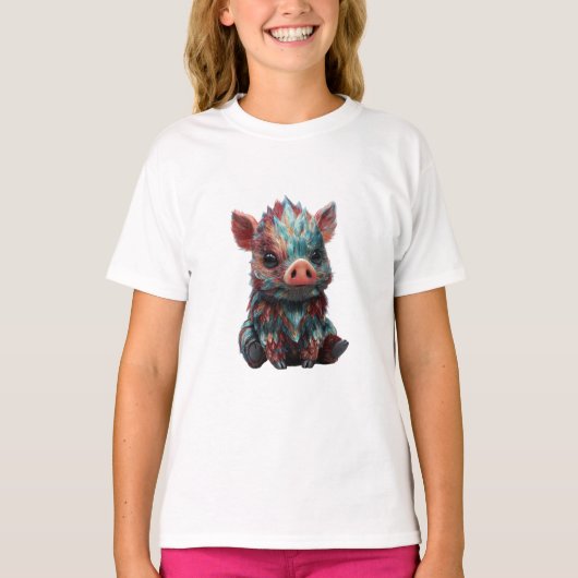 虹色のカラフルな羽毛のある子猪の子供たち Tシャツ (正面)