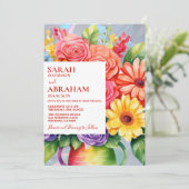 虹色のカラフルな花のウェディング・招待状 招待状 (スタンド正面)