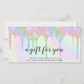 虹色のギフトカードのユニコーングリッタードリップスグラム (正面)