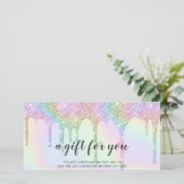 虹色のギフトカードのユニコーングリッタードリップスグラム (スタンド正面)