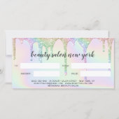 虹色のギフトカードのユニコーングリッタードリップスグラム (裏面)