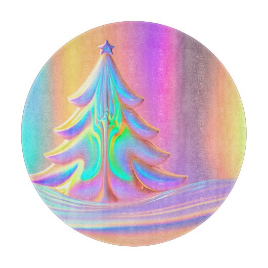 虹色のクリスマスツリー カッティングボード (正面)